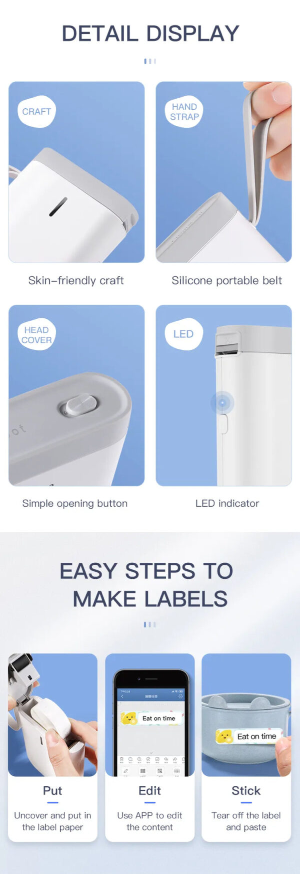 D11 Compact Bluetooth Label Printer for Efficient and Ink-Free Labeling