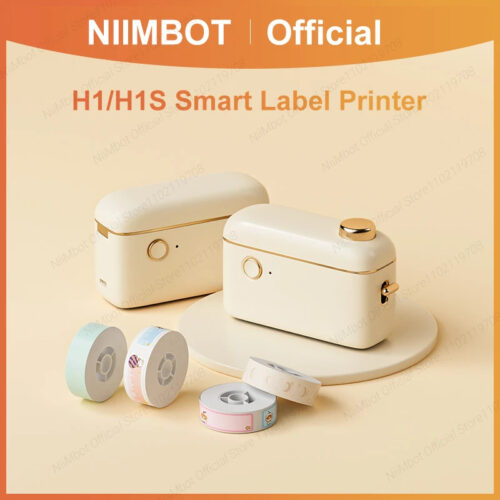 NIIMBOT H1S Portable Label Printer with Built-in Cutter, Rechargeable Thermal Label Printer, Compatible with 9/12/15mm Tape