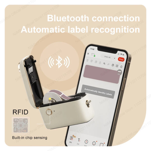 NIIMBOT H1S Portable Label Printer with Built-in Cutter, Rechargeable Thermal Label Printer, Compatible with 9/12/15mm Tape