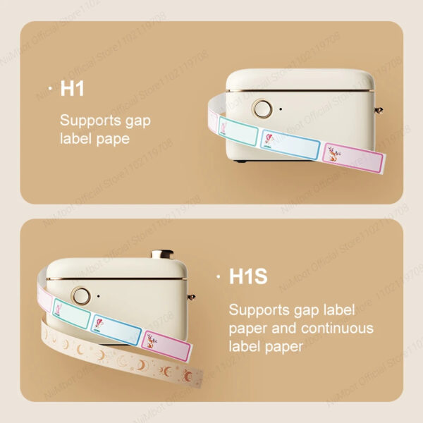 NIIMBOT H1S Portable Label Printer with Built-in Cutter, Rechargeable Thermal Label Printer, Compatible with 9/12/15mm Tape